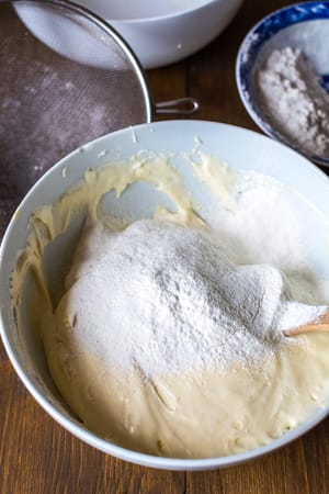 mixing flour for lady fingers mixing flour for lady fingers