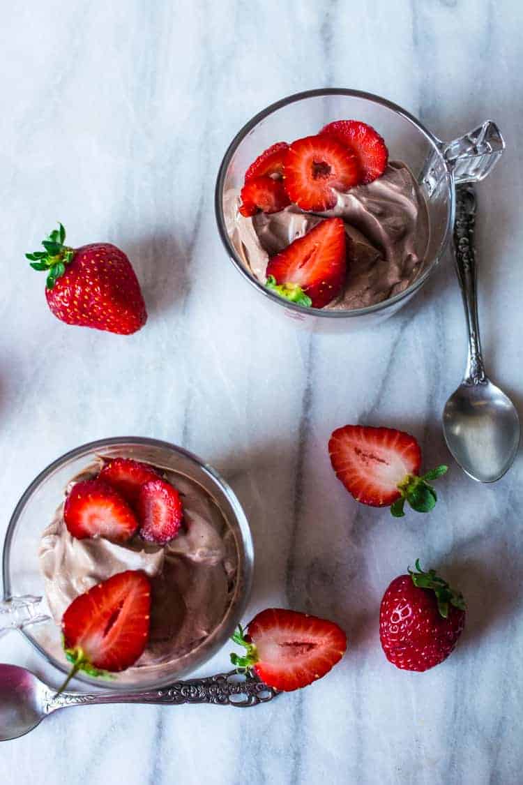 Finished chocolate mouse tofu dessert